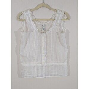 Vtg 90s Coquette Milkmaid Cami Tank Top Sz S Cottage Prairie Pintuck Ruffle